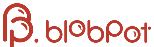Blobpot 品牌 logo（圓潤的 B. 圖標＋blobpot 字標，磚紅色）